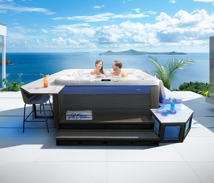 Calspas hot tub being used in a family setting - Surprise